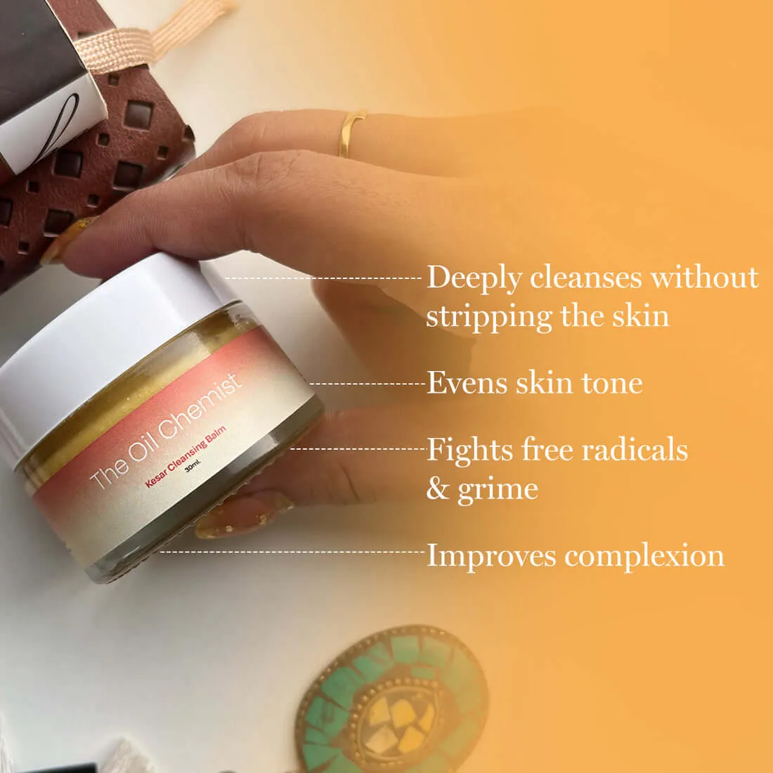 Kesar Face Cleansing Balm & Reusable Bamboo Cotton Pads (4 pads in a pouch)